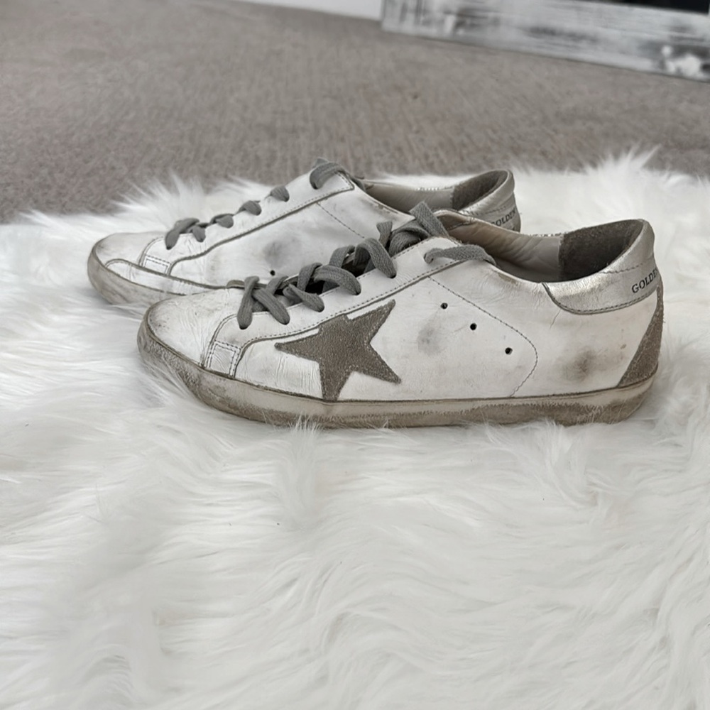 Golden Goose White and Gray Sneakers